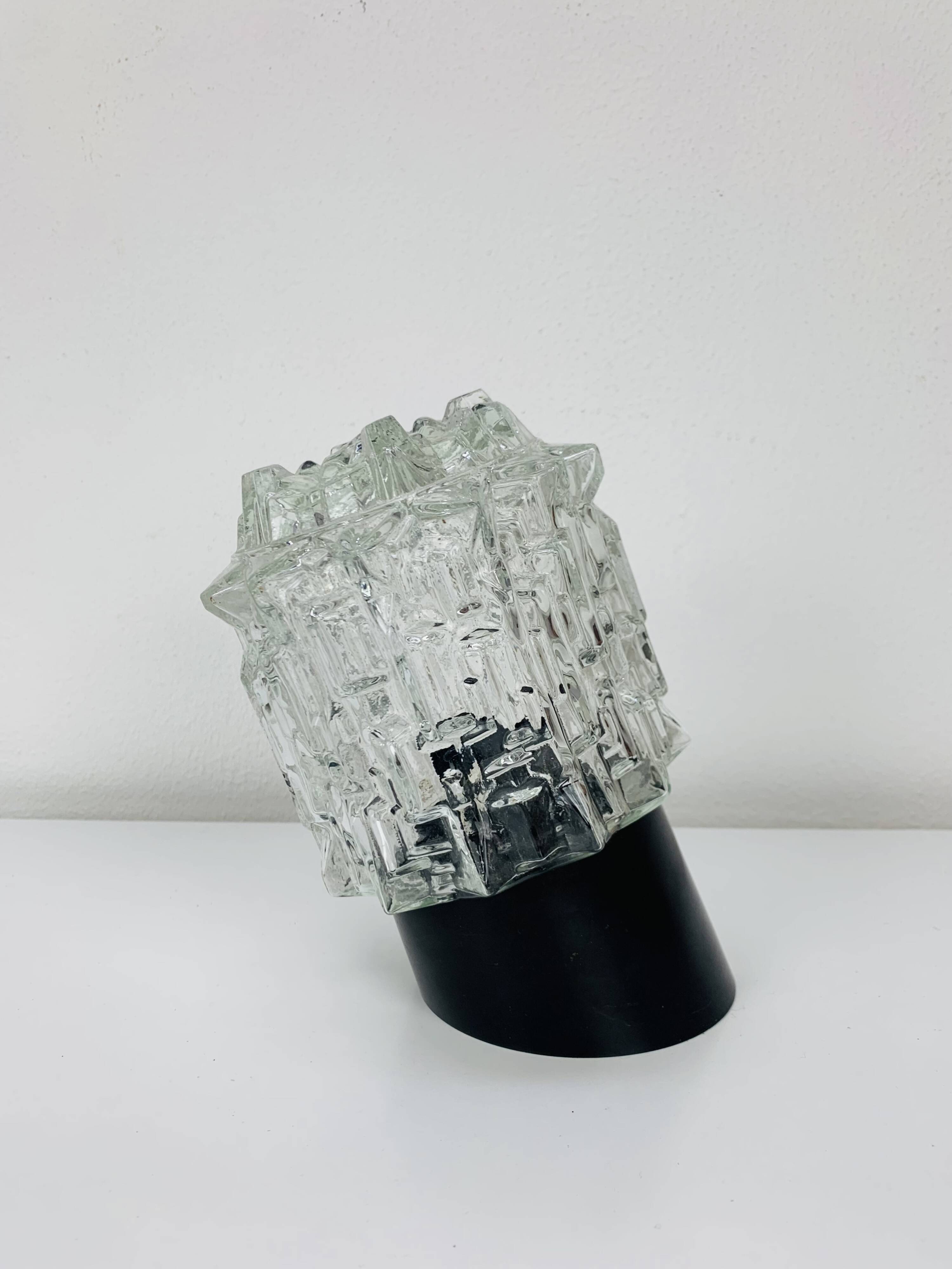 RZB wall lamp, chiseled glass, 1960s, vintage