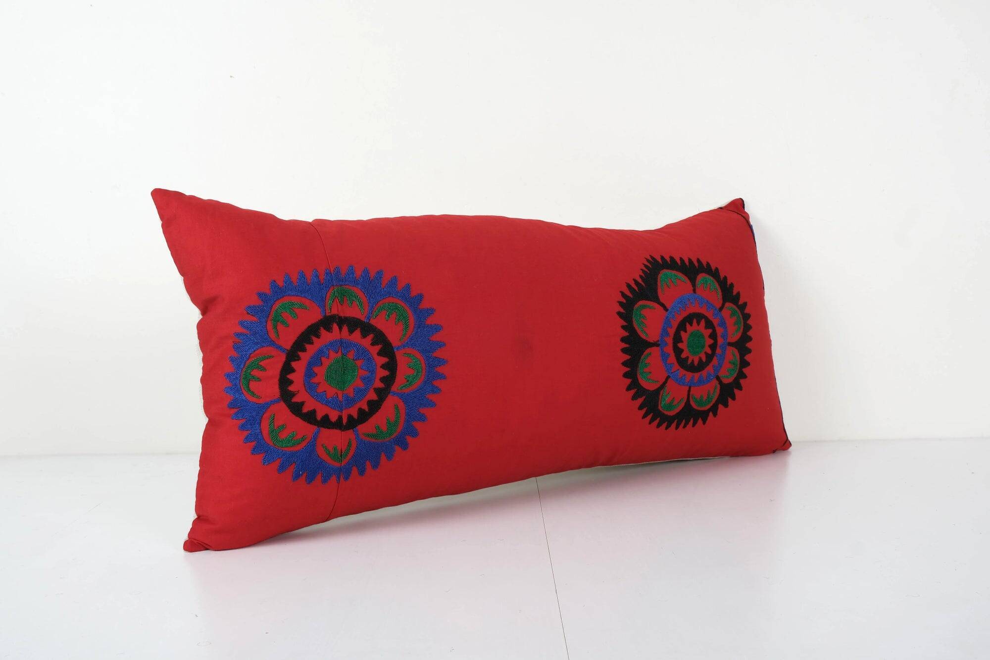 Vintage embroidered cushion cover 36x76 cm