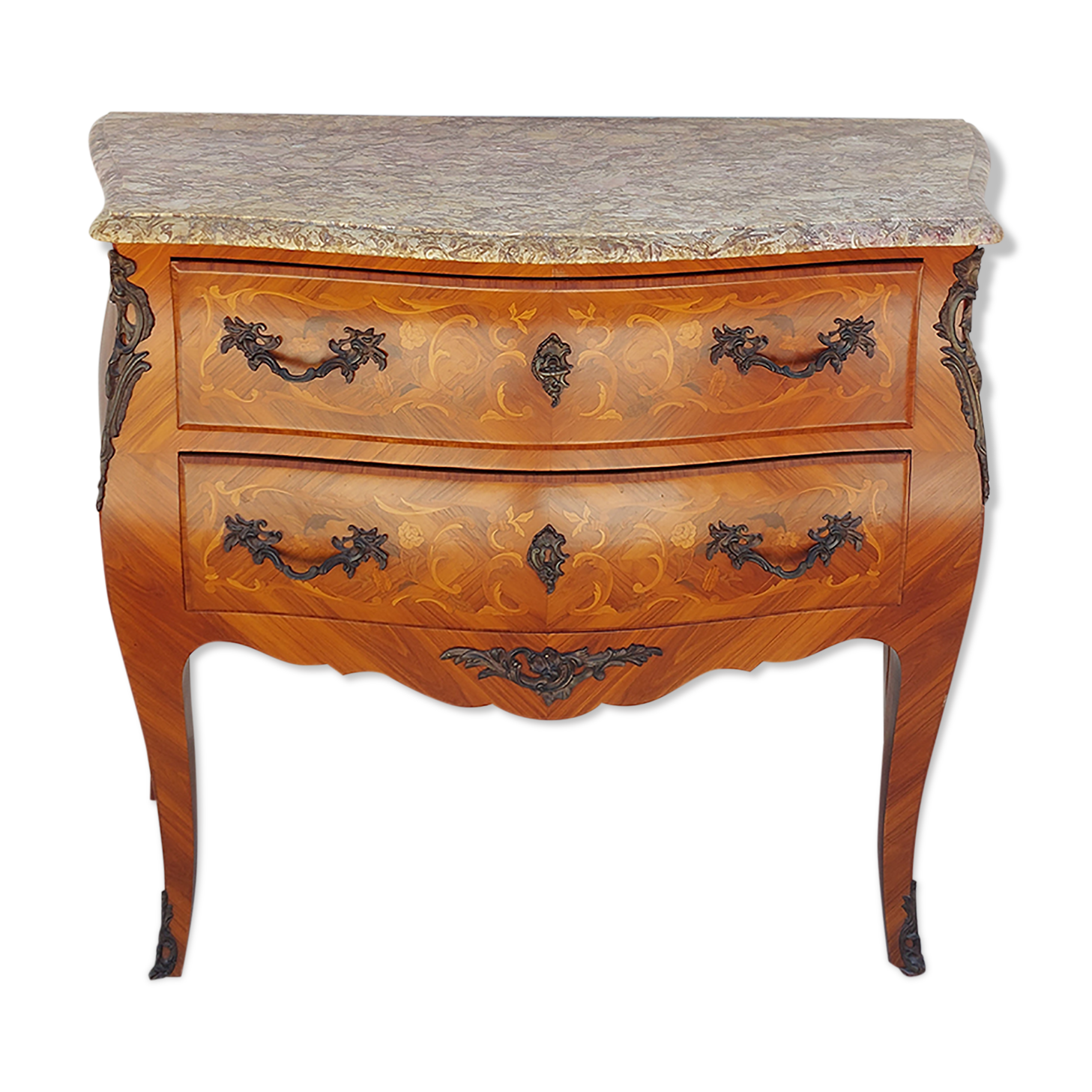 Louis XV chest of drawers in rosewood marquetry