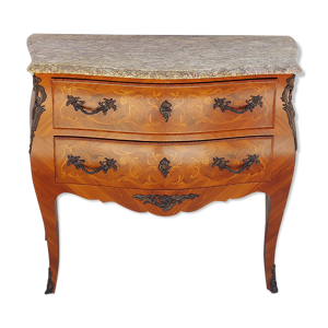 Commode Louis XV en marqueterie - rose