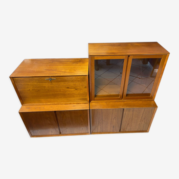 Furniture with Scandinavian design shelves in teak