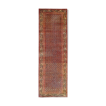 Handamde paisley runner rug long traditional red wool persian rug - 93x300cm