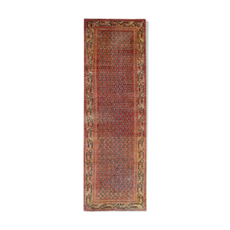 Handamde paisley runner rug long traditional red wool persian rug - 93x300cm