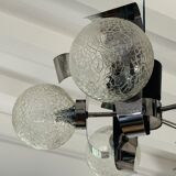 Vintage suspension 5 lights, glass and chrome