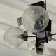 Suspension vintage 5 feux, verre et chrome
