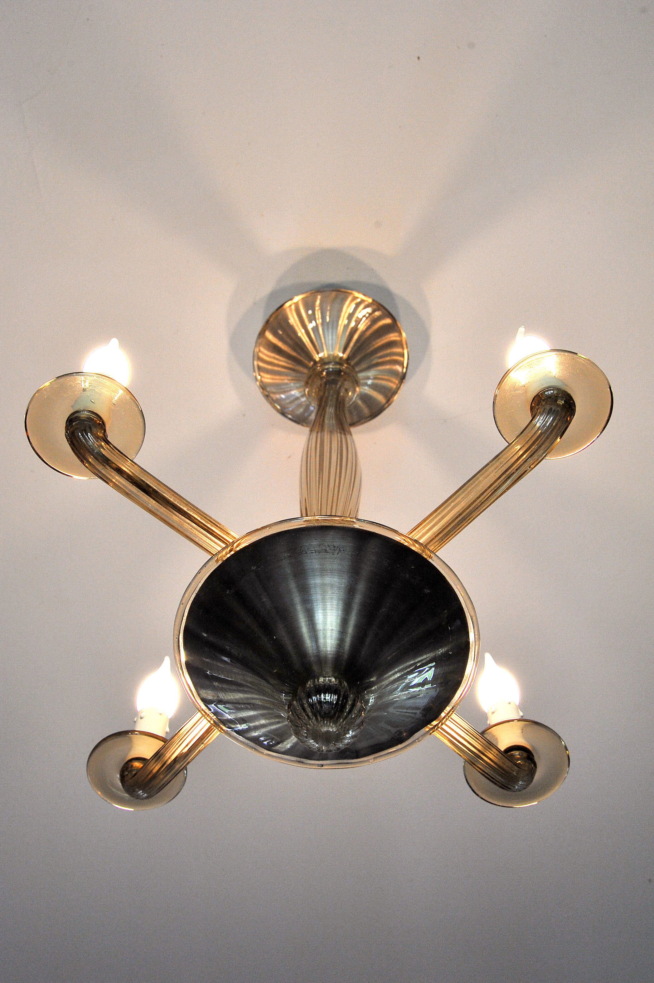 Smoked glass chandelier by Bucella Murano, 1940