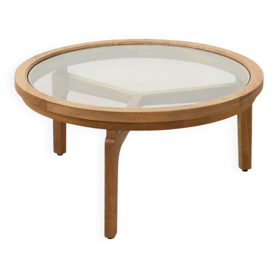Table basse en bois de cèdre et verre, Italie fin du 20e siècle