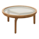 Table basse en bois de cèdre et verre, Italie fin du 20e siècle