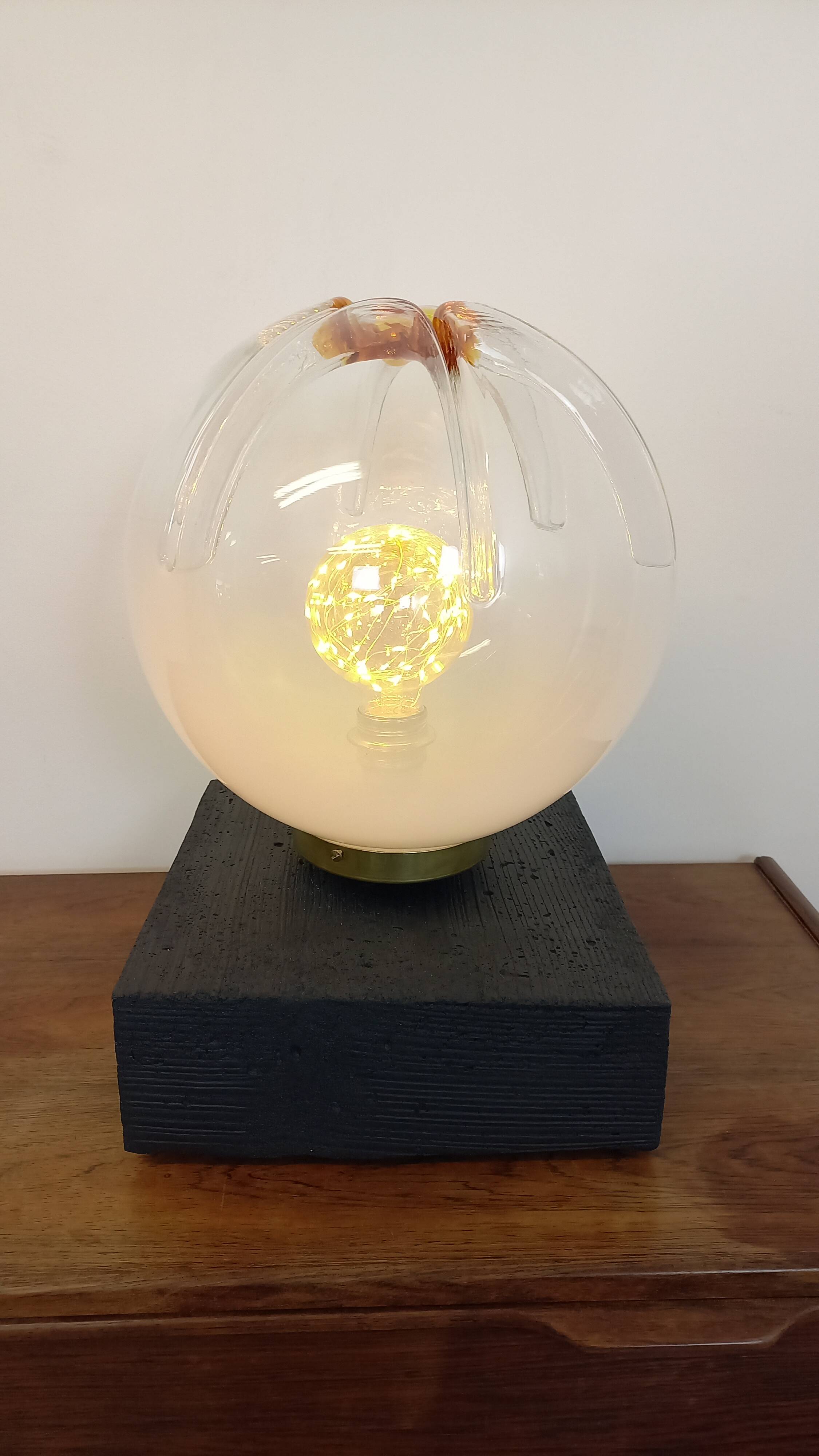 Vintage Mazzega table lamp made of Murano glass from the 1970s.