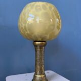 Antique art deco glass lamp with bronze base