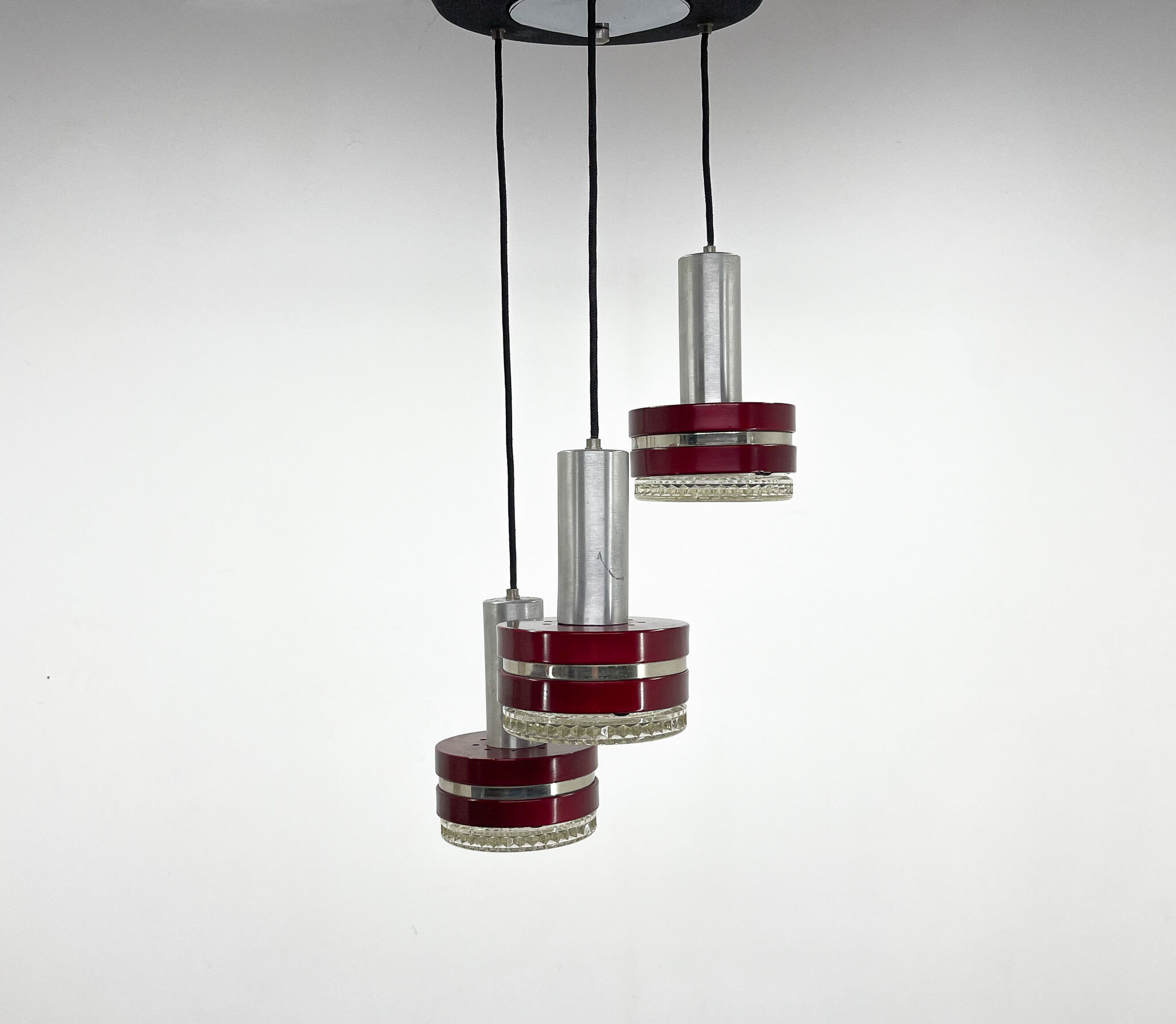 1960's Italian Cascade Metal & Glass Pendant