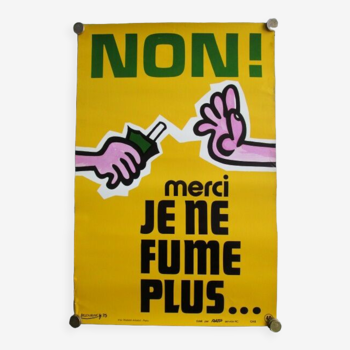 1975 Poster RATP old DELOURME-against smoking-60x40