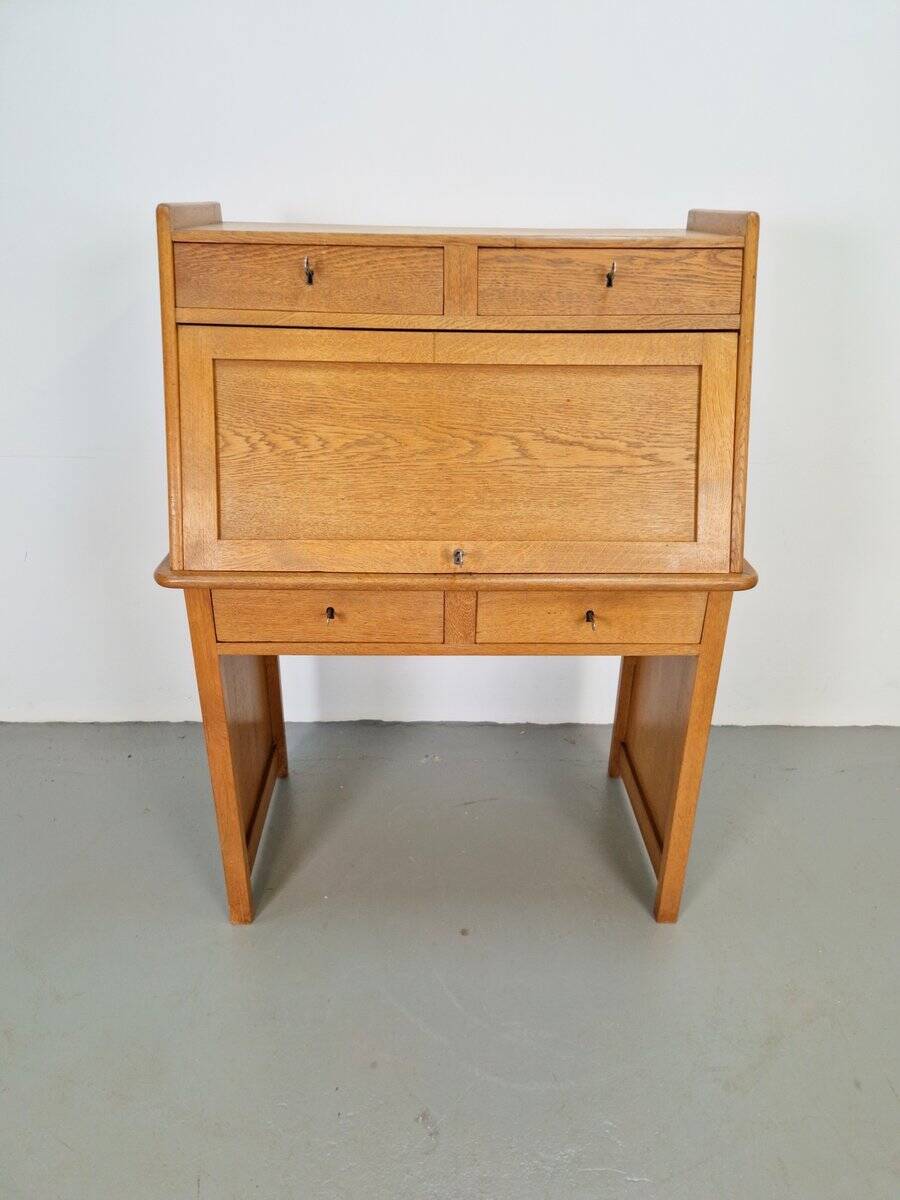 Art Deco Arts & Crafts Secretary in Natural Oak, 1930s