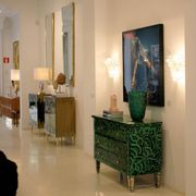 Commode italienne en verre vert-malachite de style mid-century modern