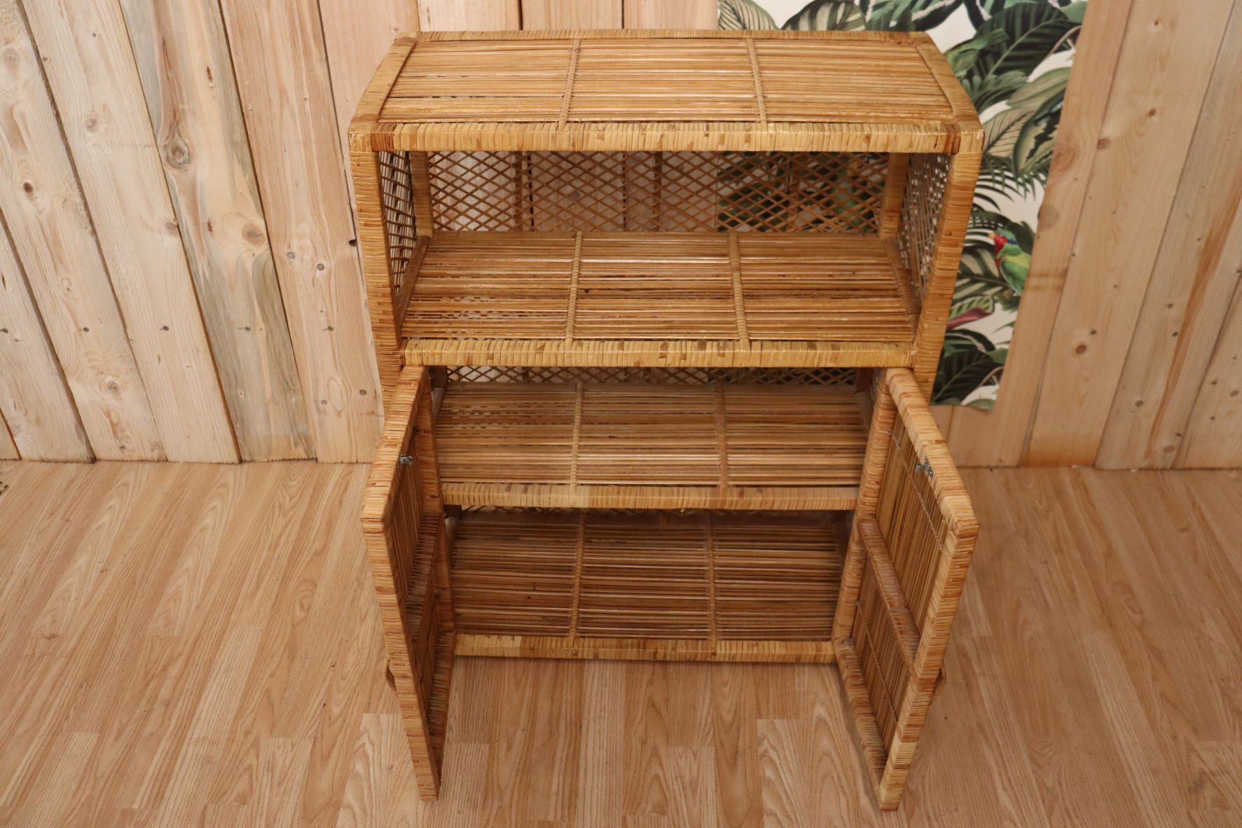 Braided rattan buffet