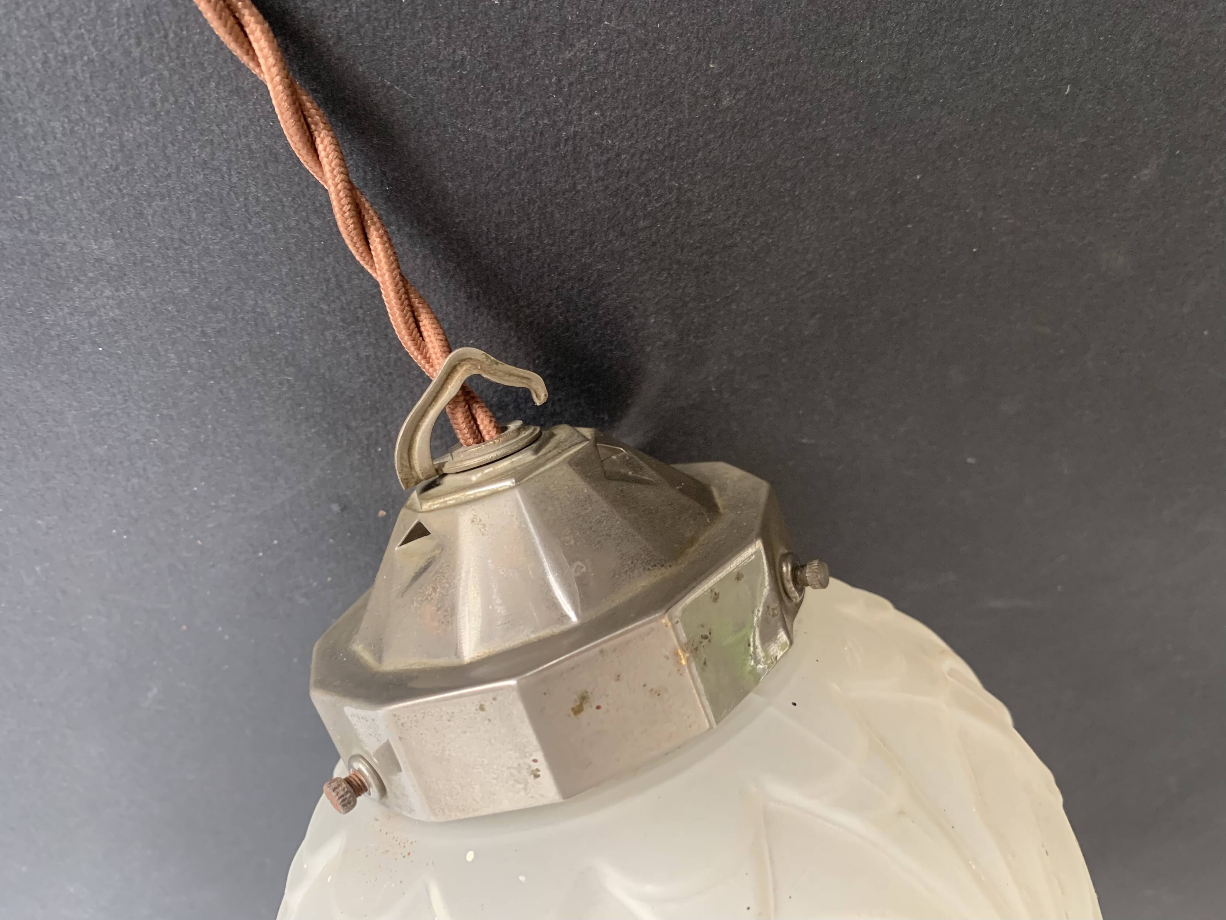 Art Deco molded glass globe pendant light, 1930