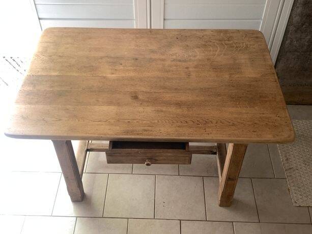 Solid oak table, handcrafted.