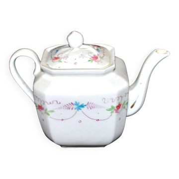 Old Paris porcelain herbal tea pot – hand-painted polychrome decoration, 19th century