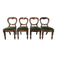 Four solid wood chairs with fabric seats, late 19th century