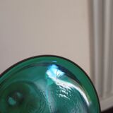 Carafe et verres à liqueur vert et doré verre ancien