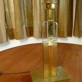 Modernist brass-plated and acrylic glass table lamp, France 1970s