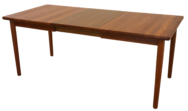 Vintage mid century modern KS Denmark rectangular teak extendable dining table 'Marbjerg'