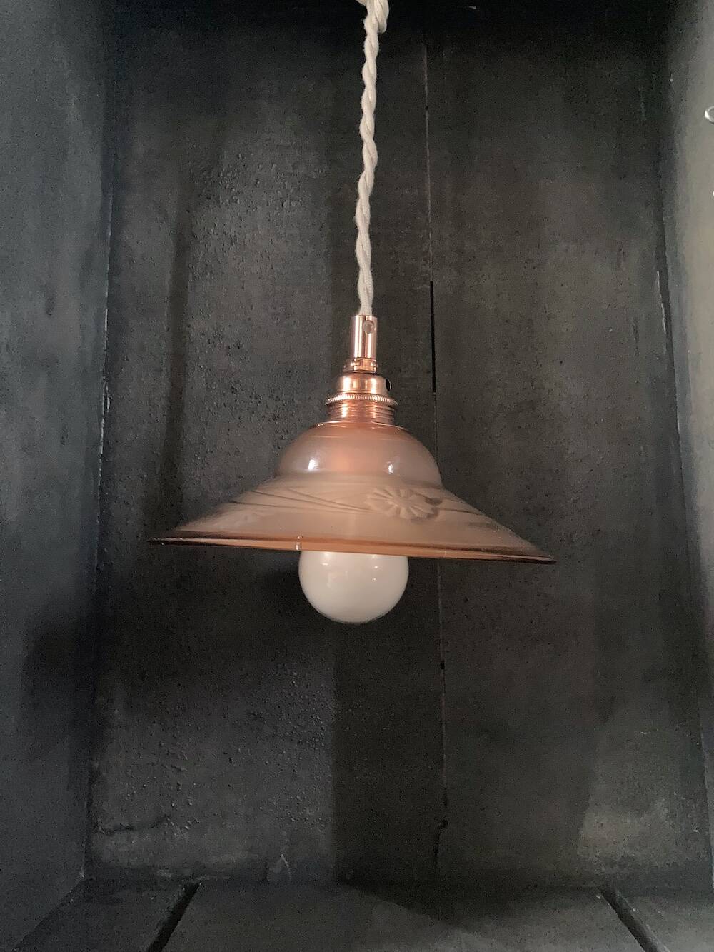 Pink glass walking lamp