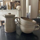 stoneware teapot and cups