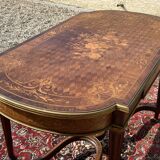 Table de milieu marqueterie et bronze époque Napoléon III - XIXe