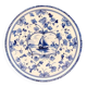 Vintage white plate with blue patterns in Victoria porcelain.