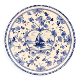 Vintage white plate with blue patterns in Victoria porcelain.