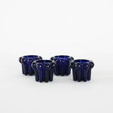Set of cobalt candle holders, French design, 1970s, manufactured in Reims