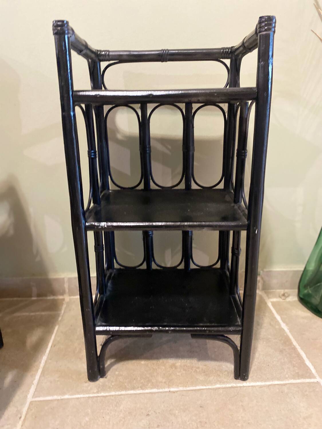 Black rattan shelf