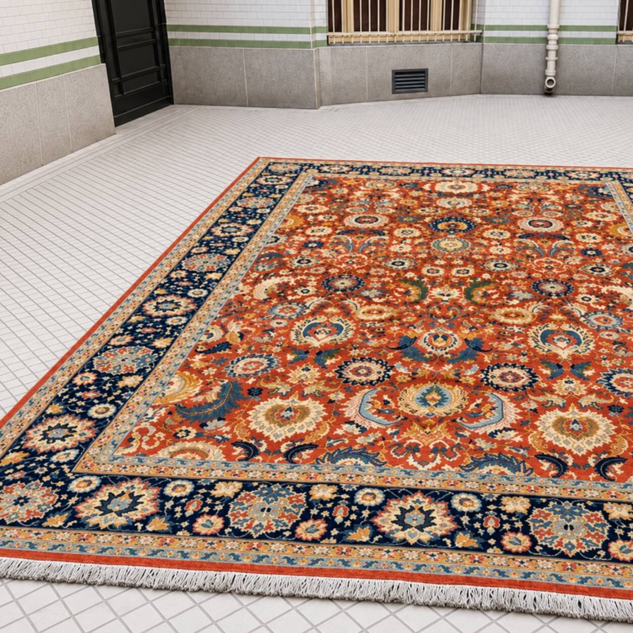 Hand-knotted oriental carpet in wool, 360 x 500 cm