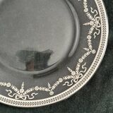 Vintage Glass Dessert Plate with Silver Ribbons/Bows and Garlands