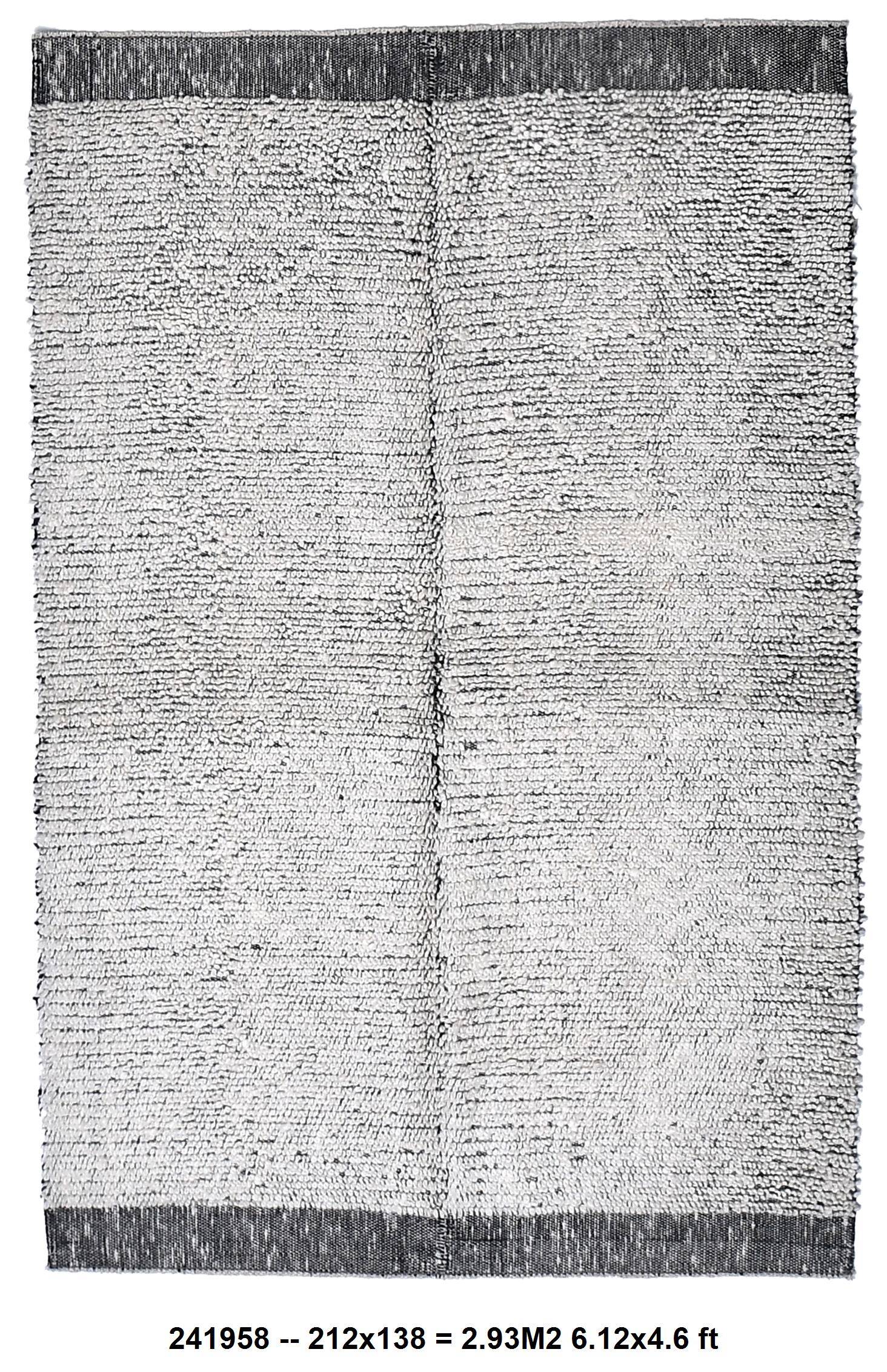 Black Wool Moroccan rug,  wool shaggy Berber Style antique black 210x140