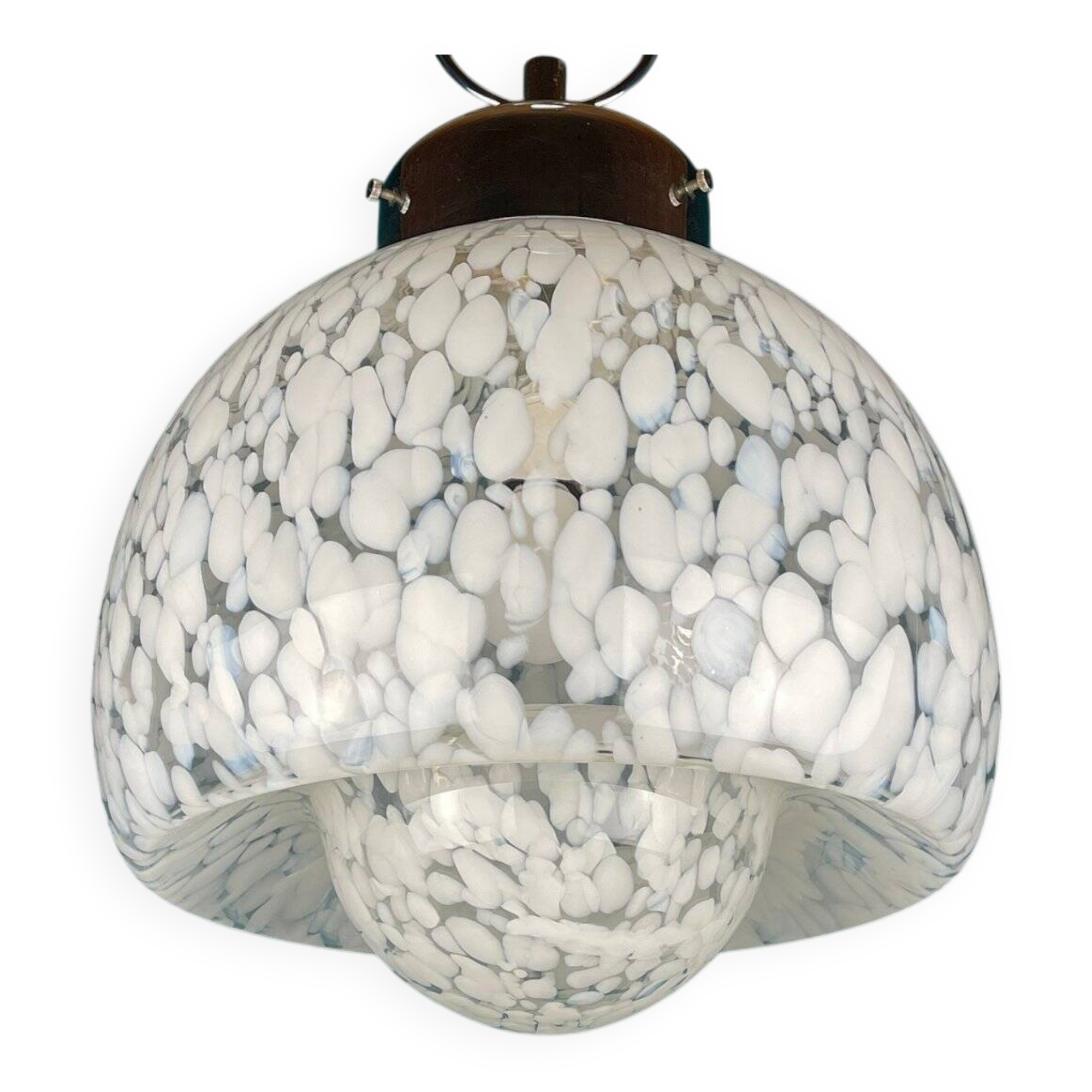 Mid-Century White Murano Suspension, Italy, 1960s