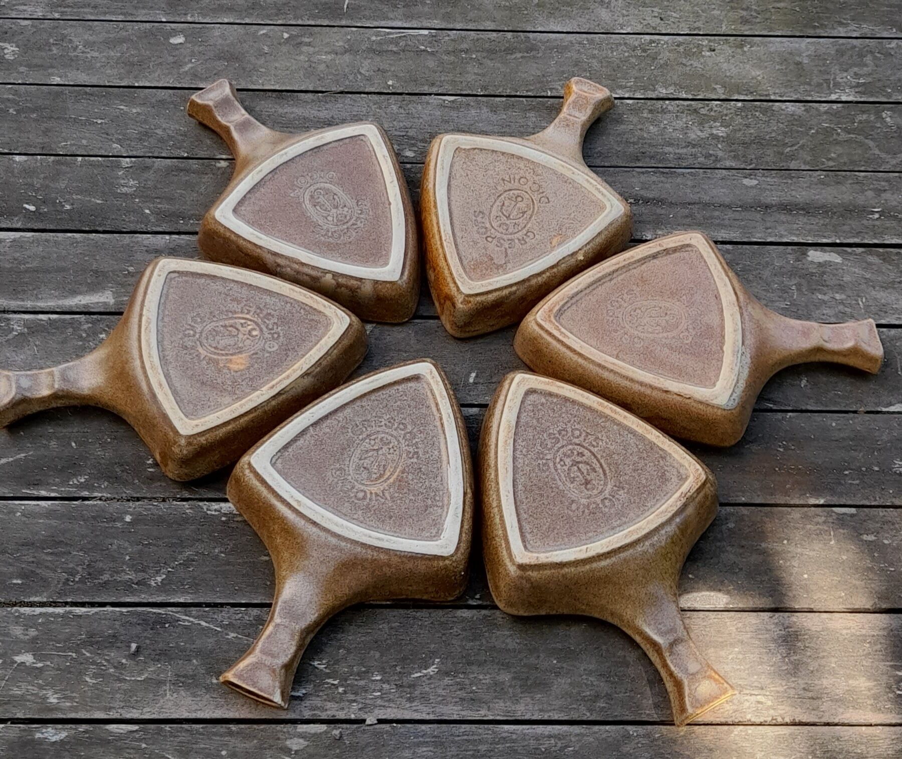 Set of 6 dishes/pans/snail pans, in Digoin Crespots sandstone - Vintage