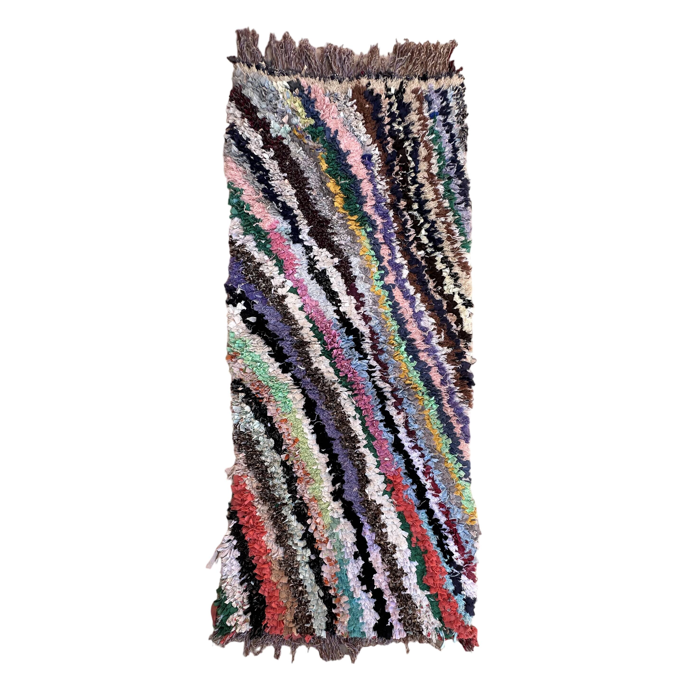 Colorful Boucherouite Moroccan rug - 89 x 202 cm