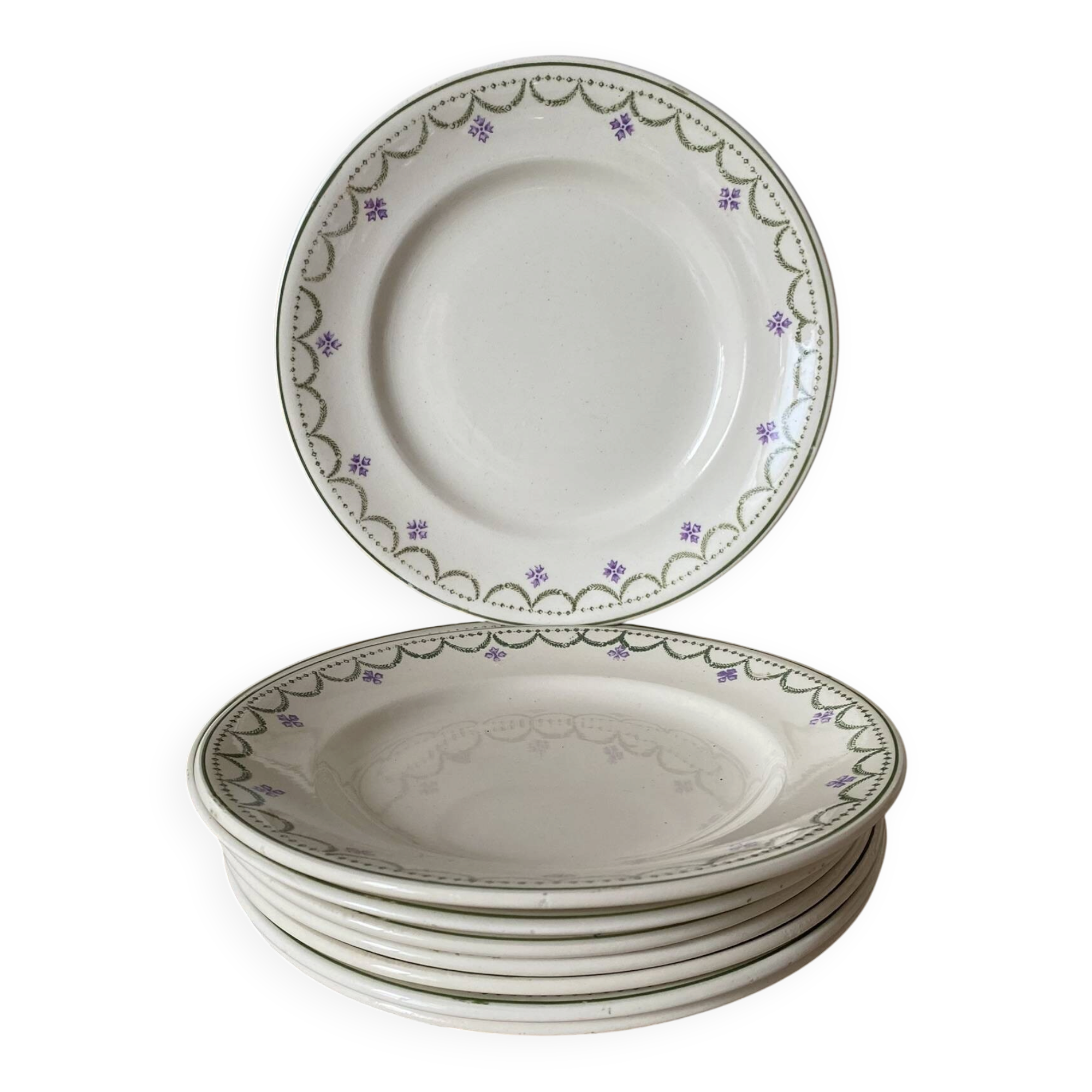 Flat plates Longwy model "Violetta", early 20th century