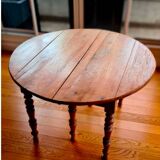 Louis Philippe round table in solid cherry wood, extendable with extensions