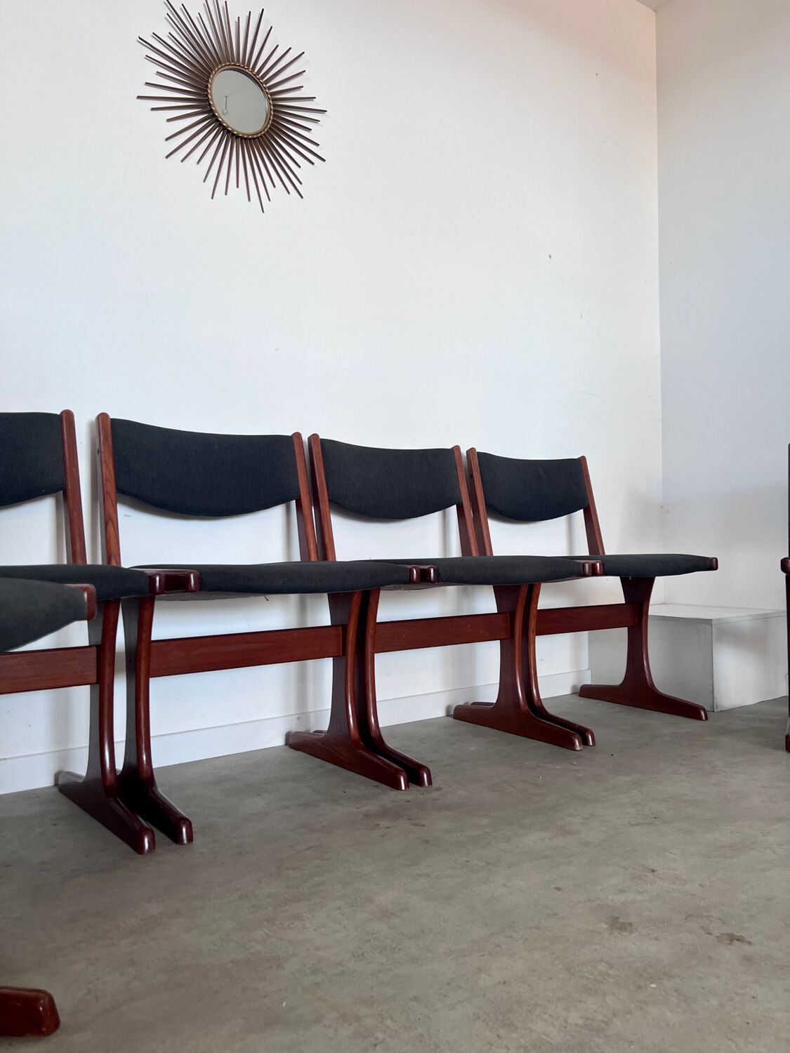 Set of 6 old Scandinavian chairs from the 60s, vintage teak