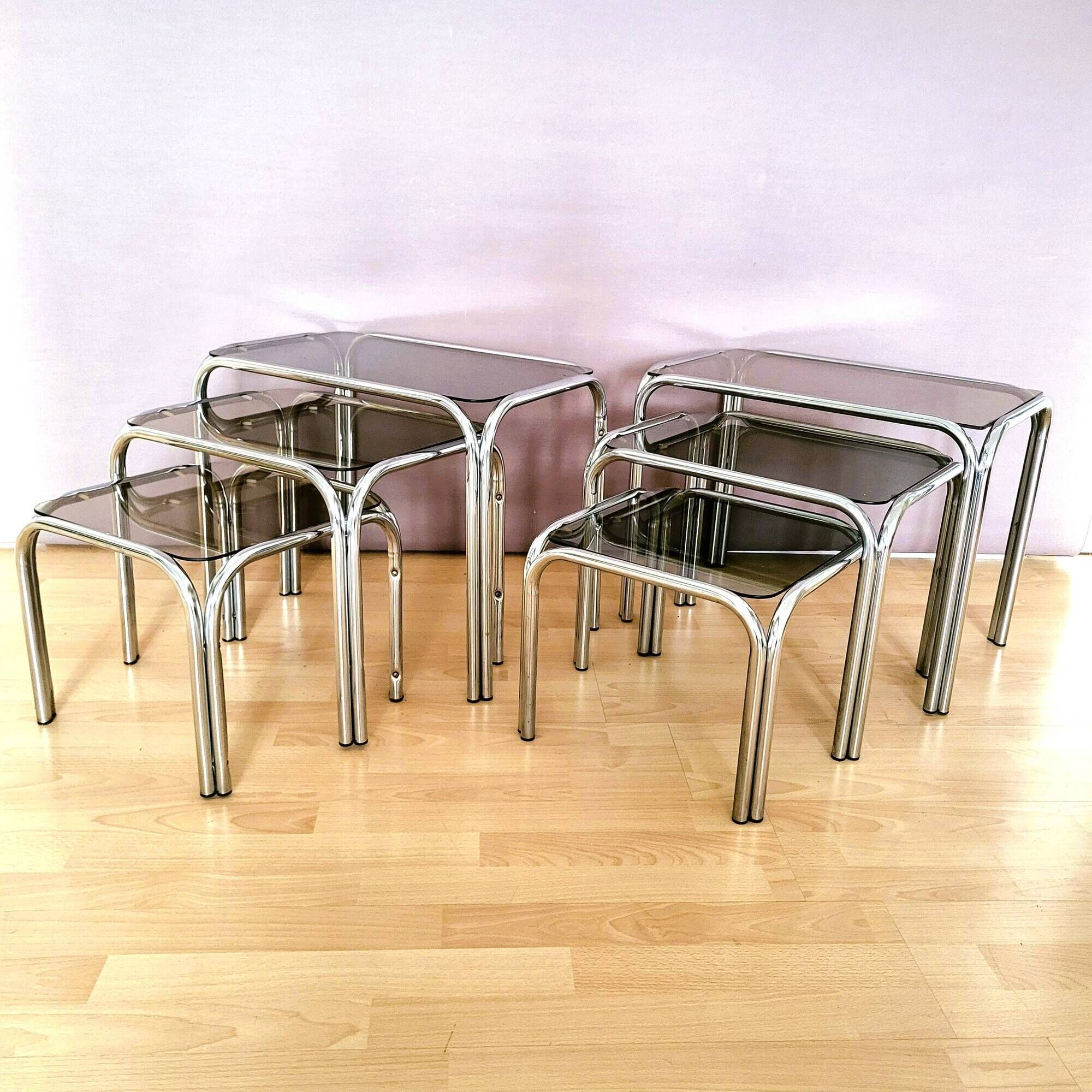 Italian nesting tables chrome "in perfect condition"