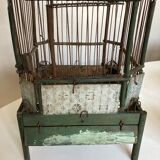 Octagonal bird cage made of wood and wire around 1920