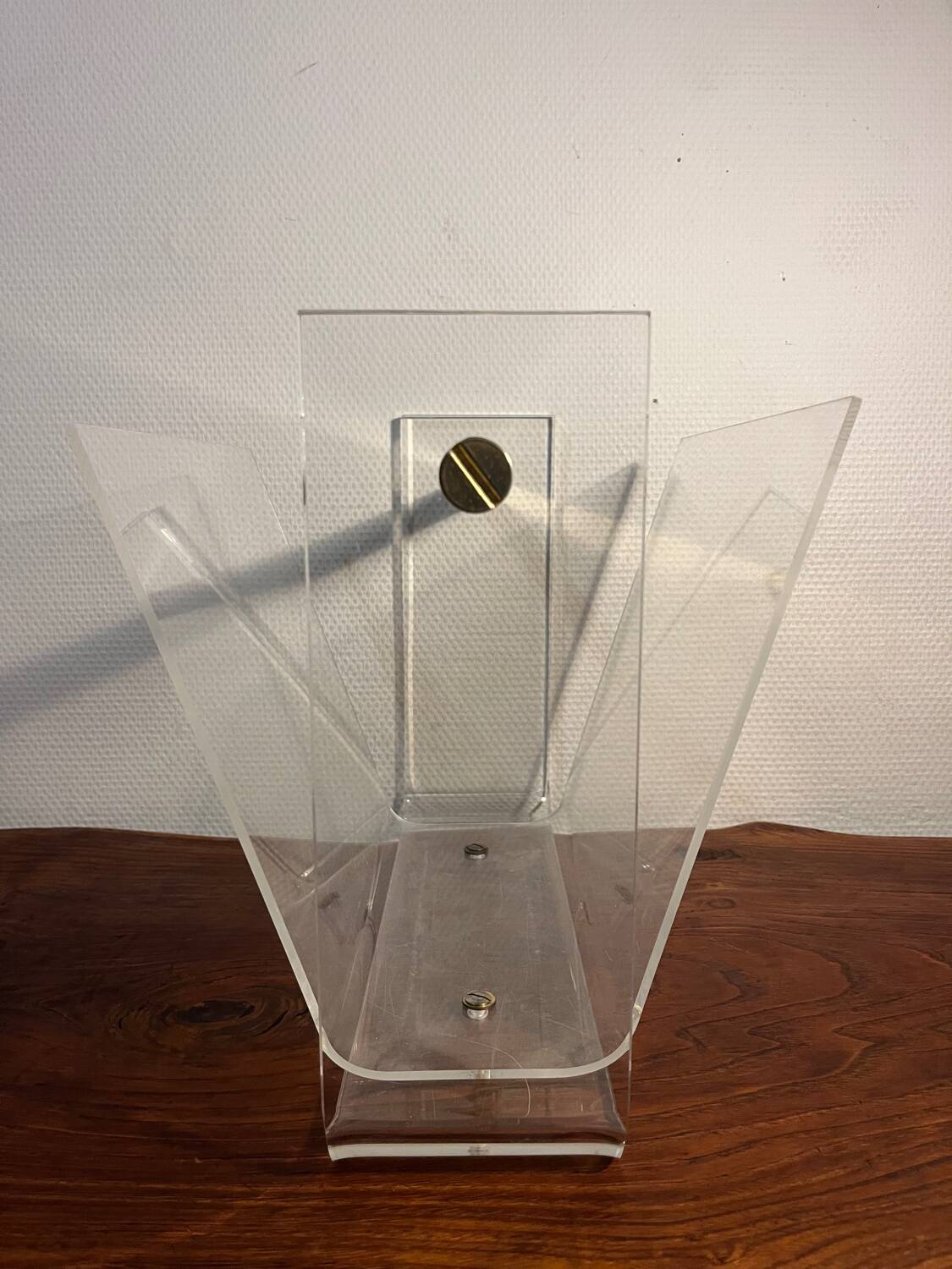 Plexiglas magazine rack by David Lange