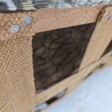 1970s, Danish 3 seater curved sofa, original multicolor furniture fabric.