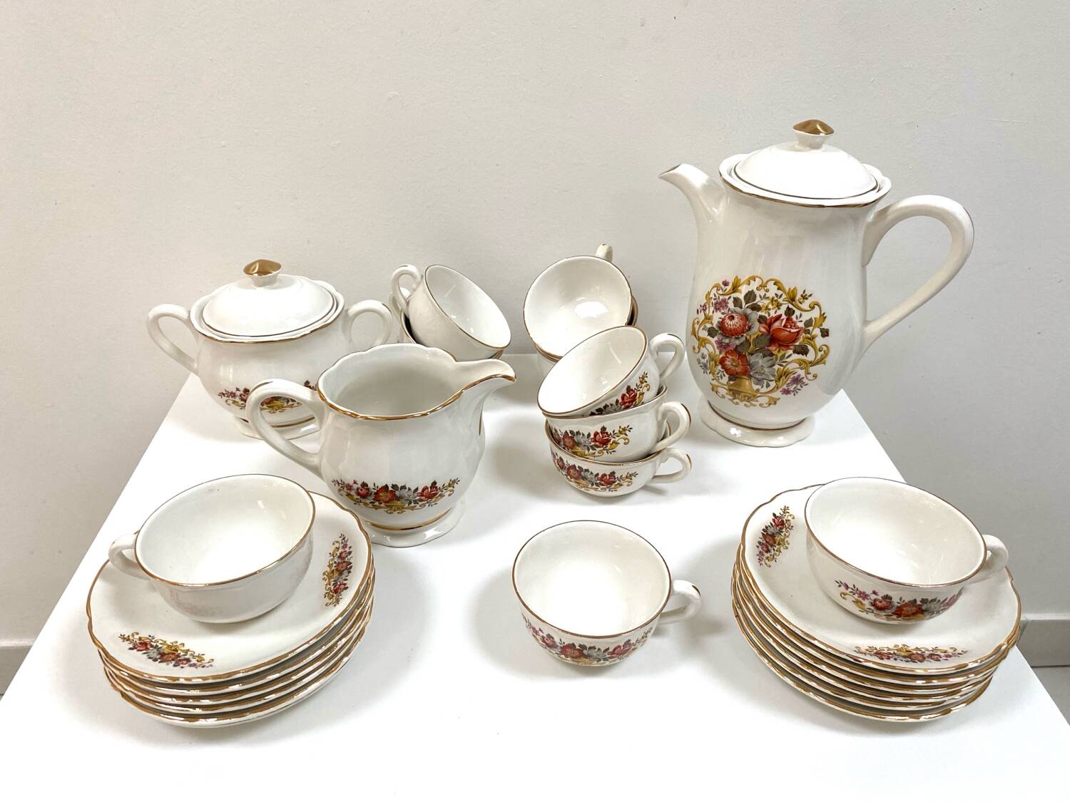 Service à café complet 12 tasses Digoin Sarreguemines des années 50