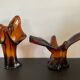 Duo de vases vintage en pâte de verre ambré