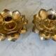 Lotus brass candlestick pair