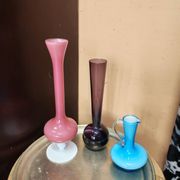 Lot de 3  vases soliflores en verre style mid century modern